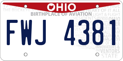 OH license plate FWJ4381