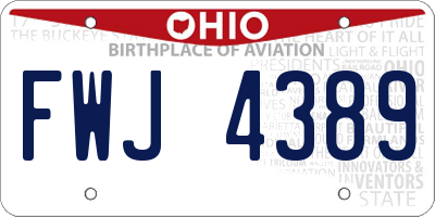OH license plate FWJ4389