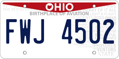 OH license plate FWJ4502