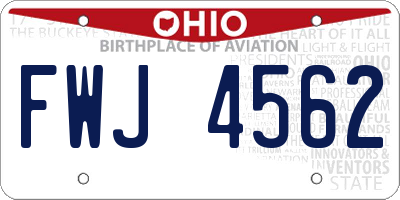 OH license plate FWJ4562