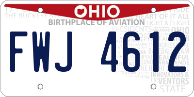 OH license plate FWJ4612