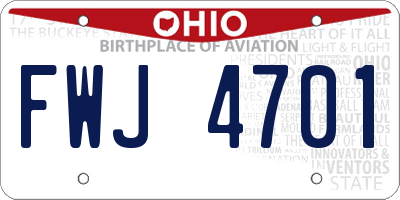 OH license plate FWJ4701