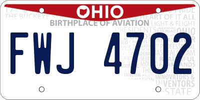 OH license plate FWJ4702