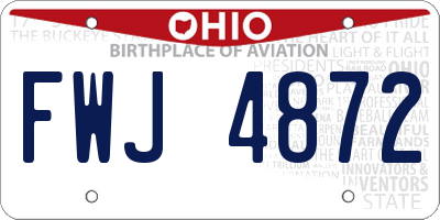 OH license plate FWJ4872