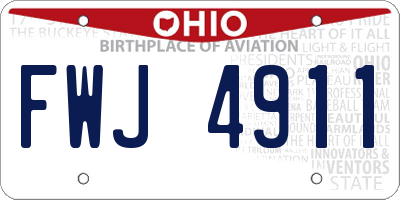 OH license plate FWJ4911
