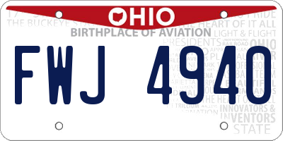 OH license plate FWJ4940