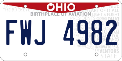 OH license plate FWJ4982