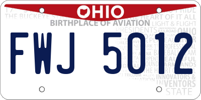 OH license plate FWJ5012
