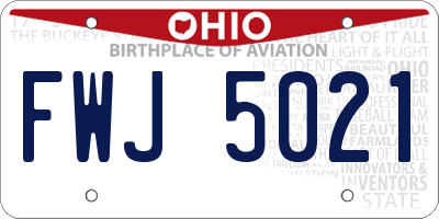 OH license plate FWJ5021