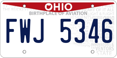 OH license plate FWJ5346