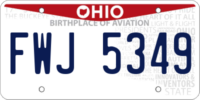 OH license plate FWJ5349