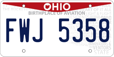 OH license plate FWJ5358