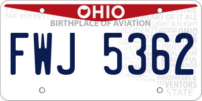 OH license plate FWJ5362