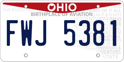 OH license plate FWJ5381