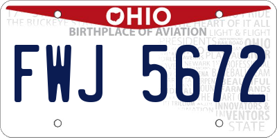 OH license plate FWJ5672
