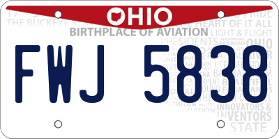 OH license plate FWJ5838