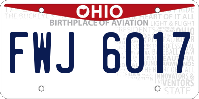 OH license plate FWJ6017