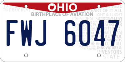 OH license plate FWJ6047