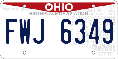 OH license plate FWJ6349