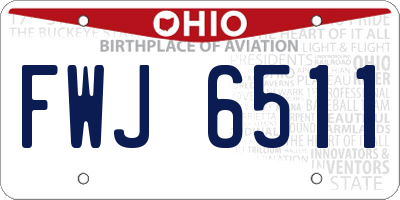 OH license plate FWJ6511