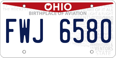 OH license plate FWJ6580