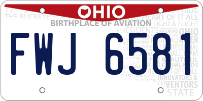 OH license plate FWJ6581