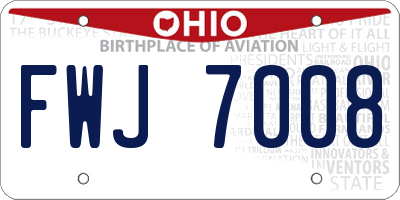 OH license plate FWJ7008