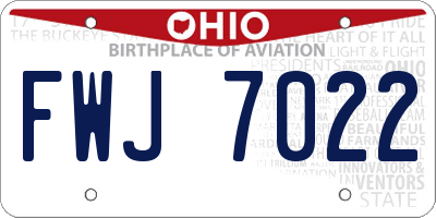 OH license plate FWJ7022