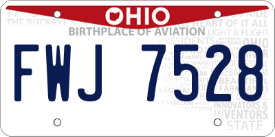 OH license plate FWJ7528