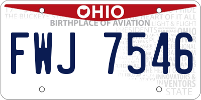 OH license plate FWJ7546