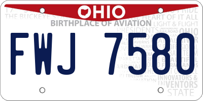 OH license plate FWJ7580