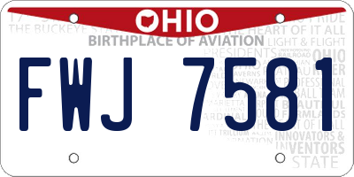 OH license plate FWJ7581