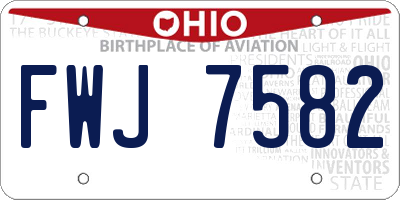 OH license plate FWJ7582