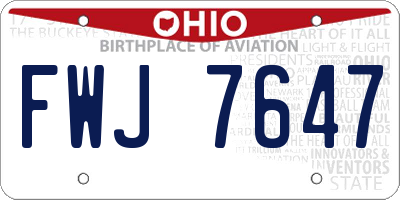 OH license plate FWJ7647