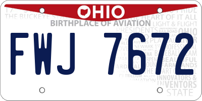 OH license plate FWJ7672