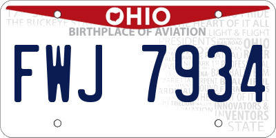 OH license plate FWJ7934