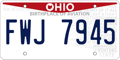OH license plate FWJ7945