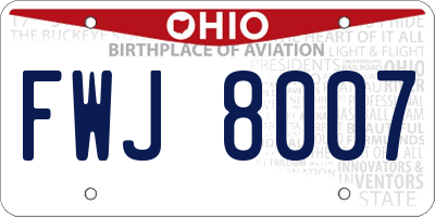 OH license plate FWJ8007