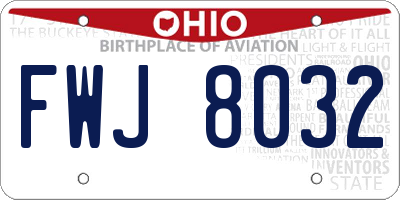 OH license plate FWJ8032