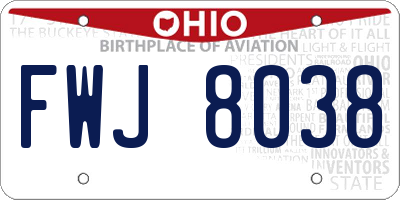 OH license plate FWJ8038