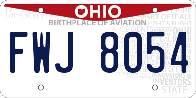 OH license plate FWJ8054