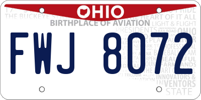 OH license plate FWJ8072