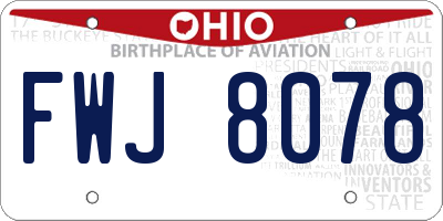 OH license plate FWJ8078