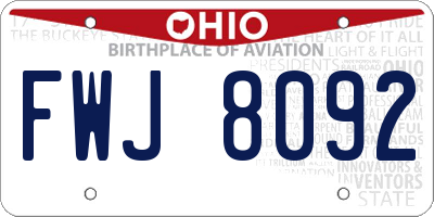 OH license plate FWJ8092