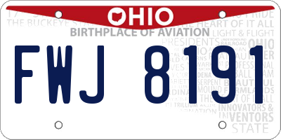 OH license plate FWJ8191