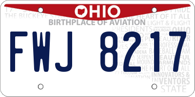 OH license plate FWJ8217
