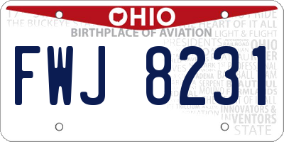 OH license plate FWJ8231