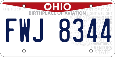 OH license plate FWJ8344
