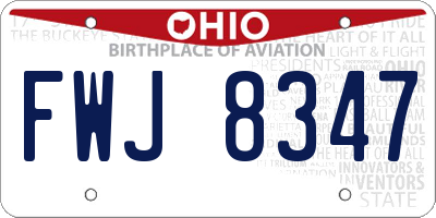 OH license plate FWJ8347