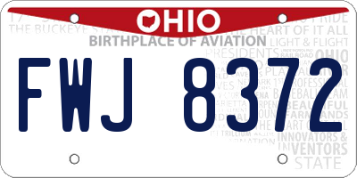 OH license plate FWJ8372